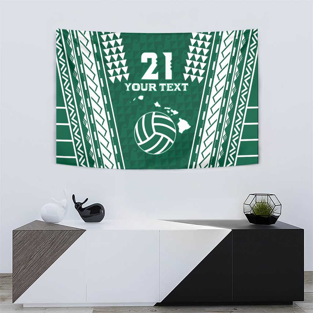 Polynesian Hawaii Volleyball Custom Tapestry Green Kakau with Map Motif LT9 - Polynesian Pride