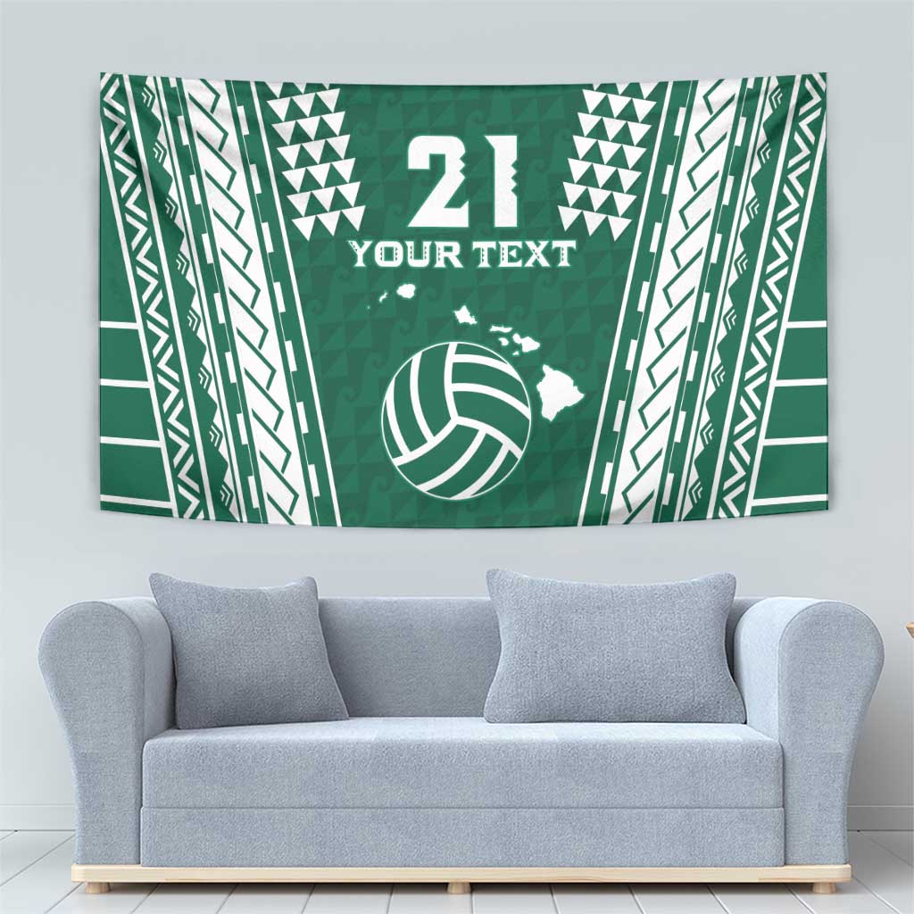 Polynesian Hawaii Volleyball Custom Tapestry Green Kakau with Map Motif LT9 - Polynesian Pride