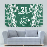 Polynesian Hawaii Volleyball Custom Tapestry Green Kakau with Map Motif LT9 - Polynesian Pride