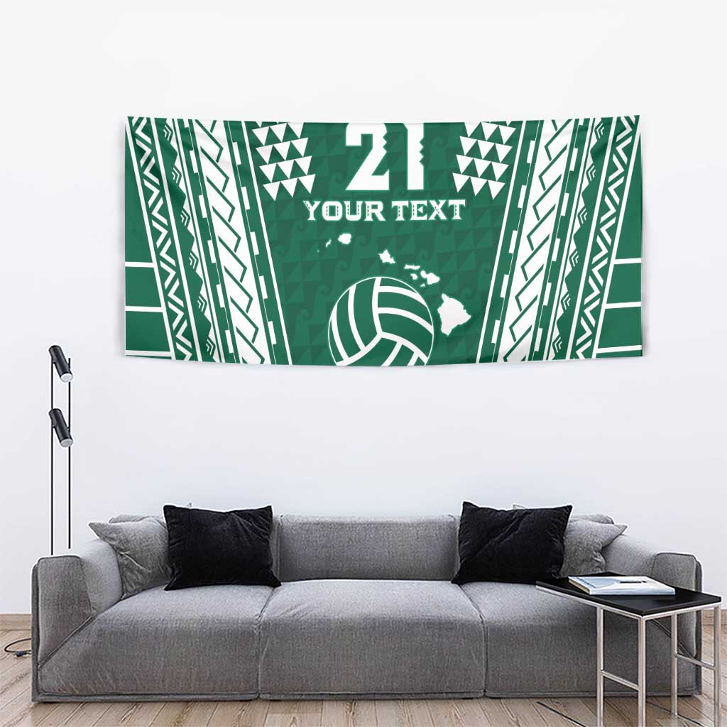 Polynesian Hawaii Volleyball Custom Tapestry Green Kakau with Map Motif LT9 - Polynesian Pride