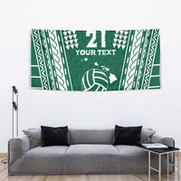 Polynesian Hawaii Volleyball Custom Tapestry Green Kakau with Map Motif LT9 - Polynesian Pride