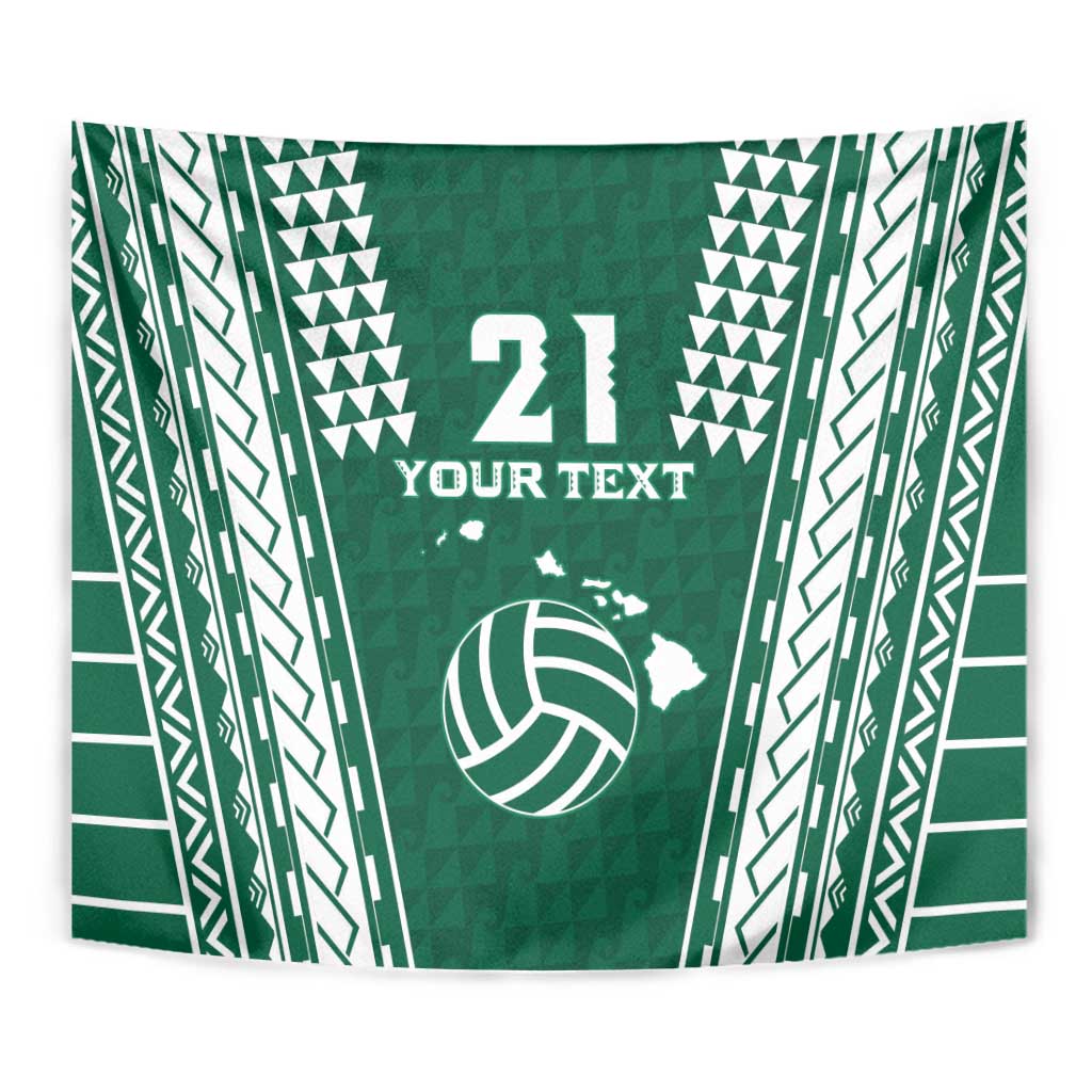 Polynesian Hawaii Volleyball Custom Tapestry Green Kakau with Map Motif LT9 - Polynesian Pride