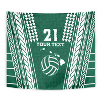 Polynesian Hawaii Volleyball Custom Tapestry Green Kakau with Map Motif LT9 - Polynesian Pride