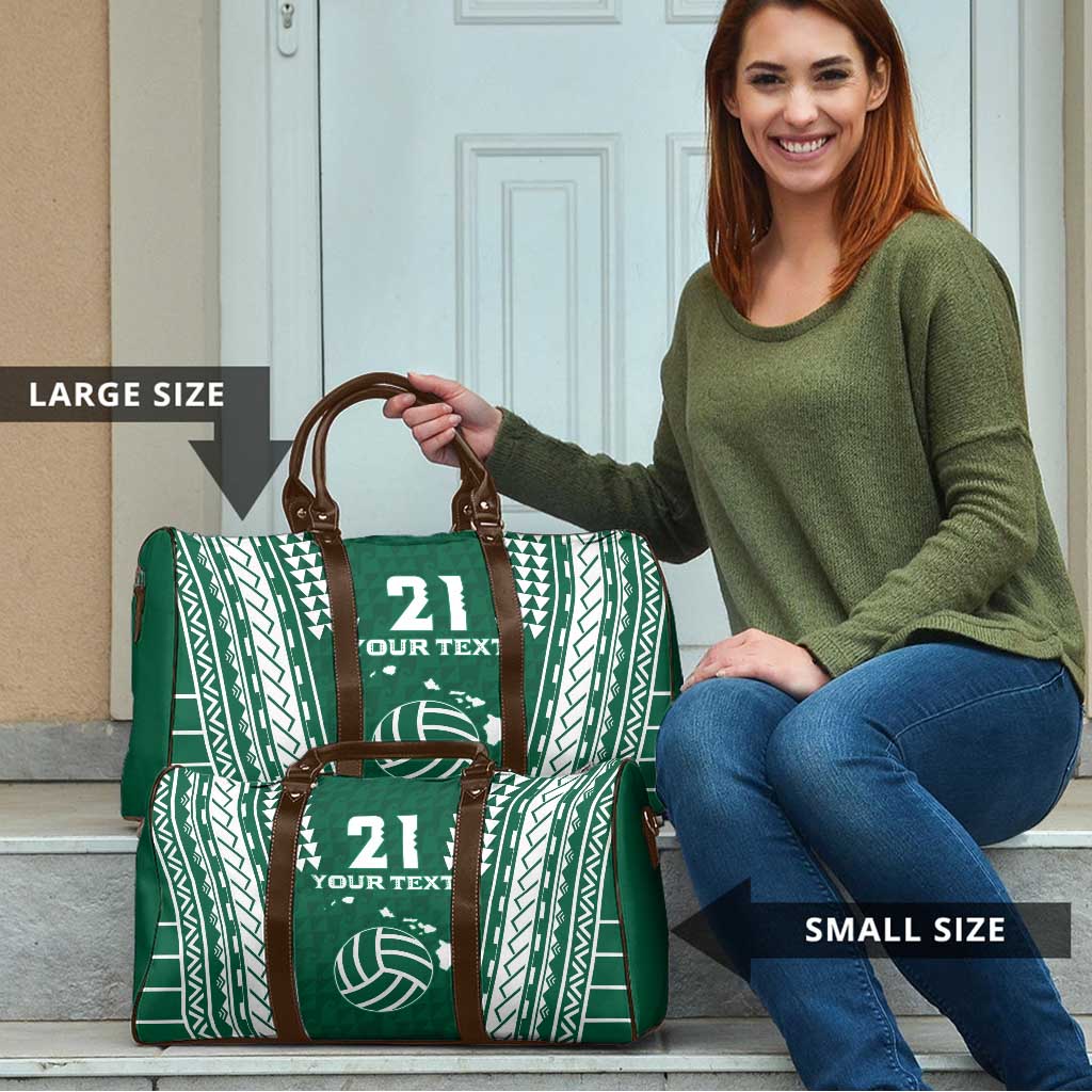 Polynesian Hawaii Volleyball Custom Travel Bag Green Kakau with Map Motif - Polynesian Pride