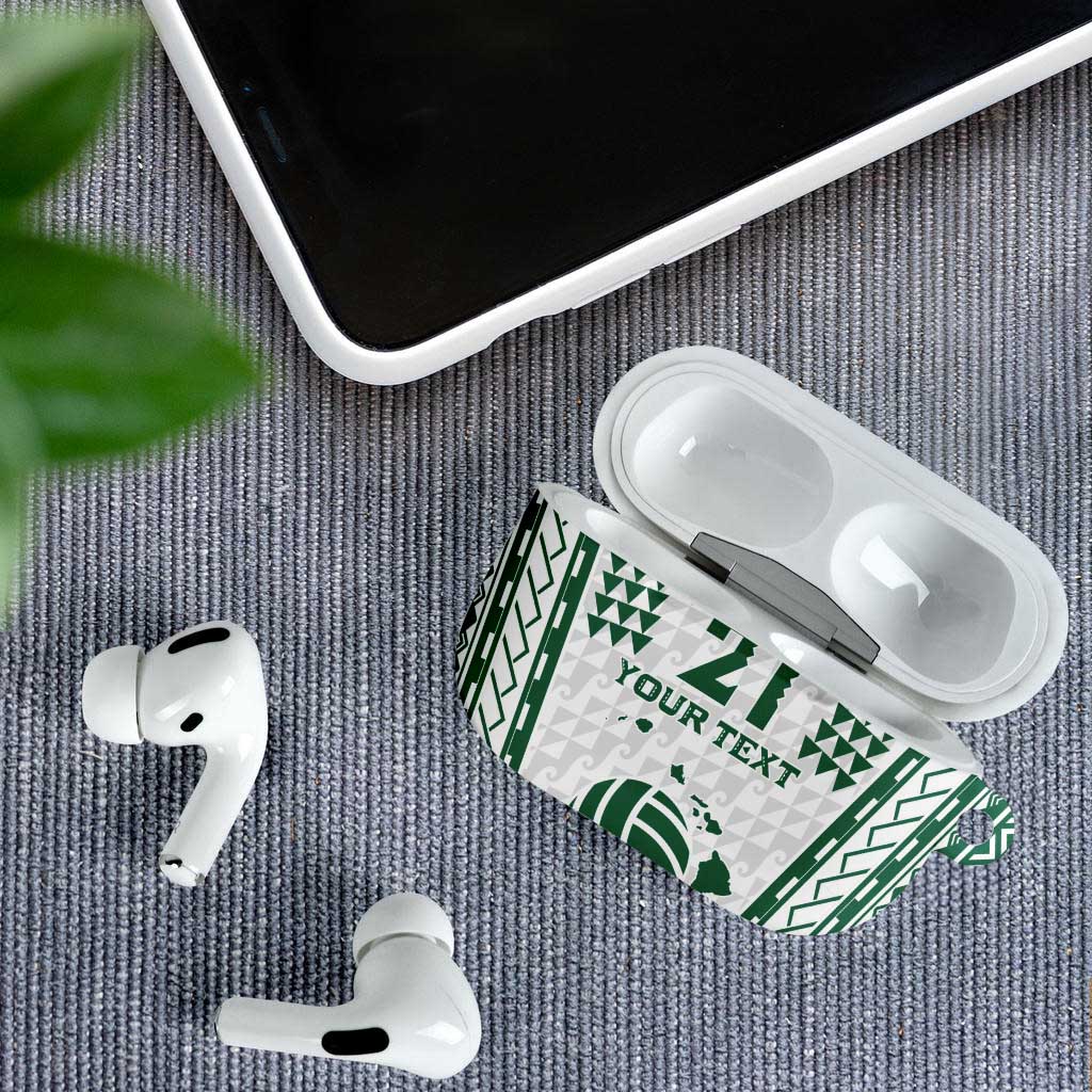 Polynesian Hawaii Volleyball Custom AirPods Case White Kakau with Map Motif - Polynesian Pride