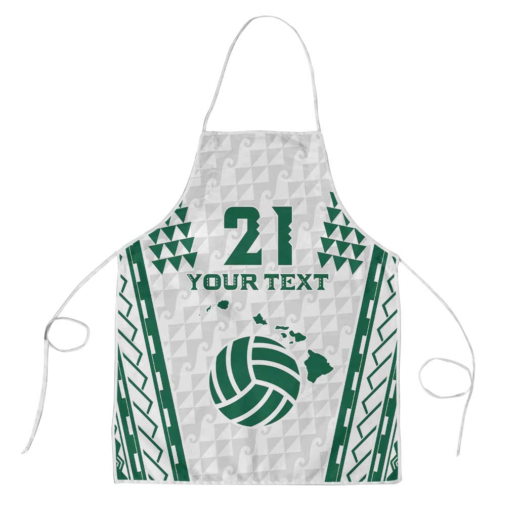 Polynesian Hawaii Volleyball Custom Apron White Kakau with Map Motif - Polynesian Pride