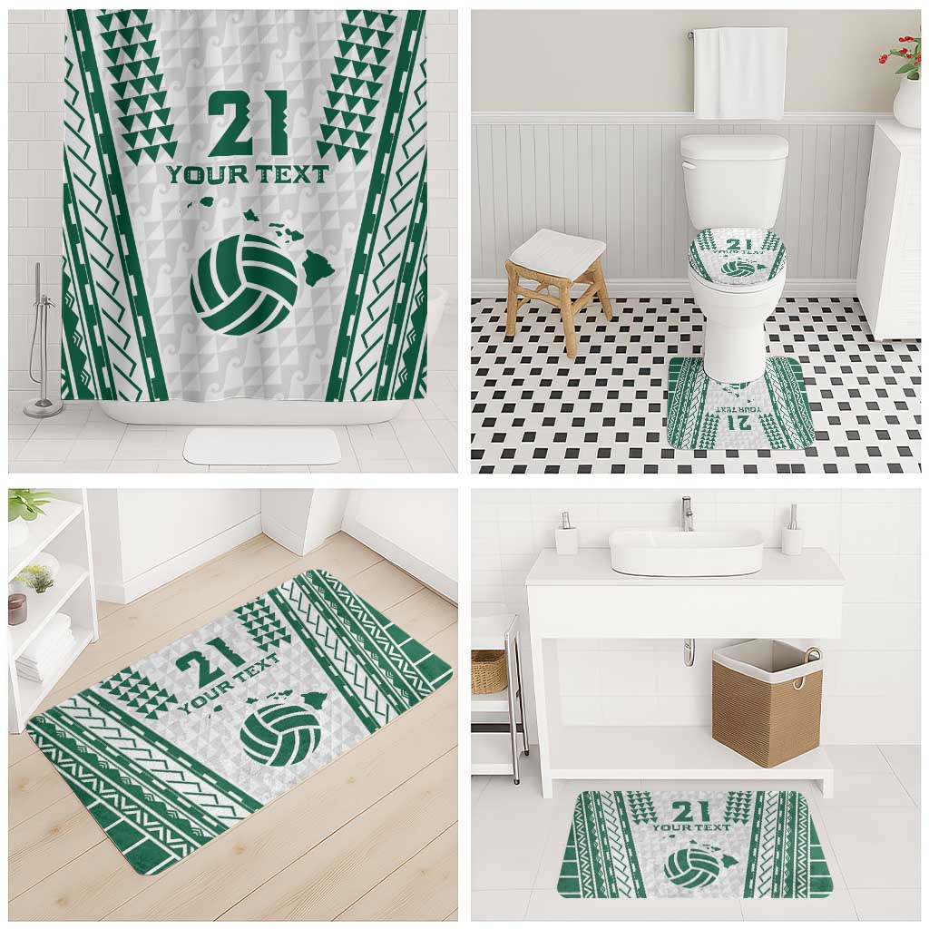 Polynesian Hawaii Volleyball Custom Bathroom Set White Kakau with Map Motif LT9 - Polynesian Pride