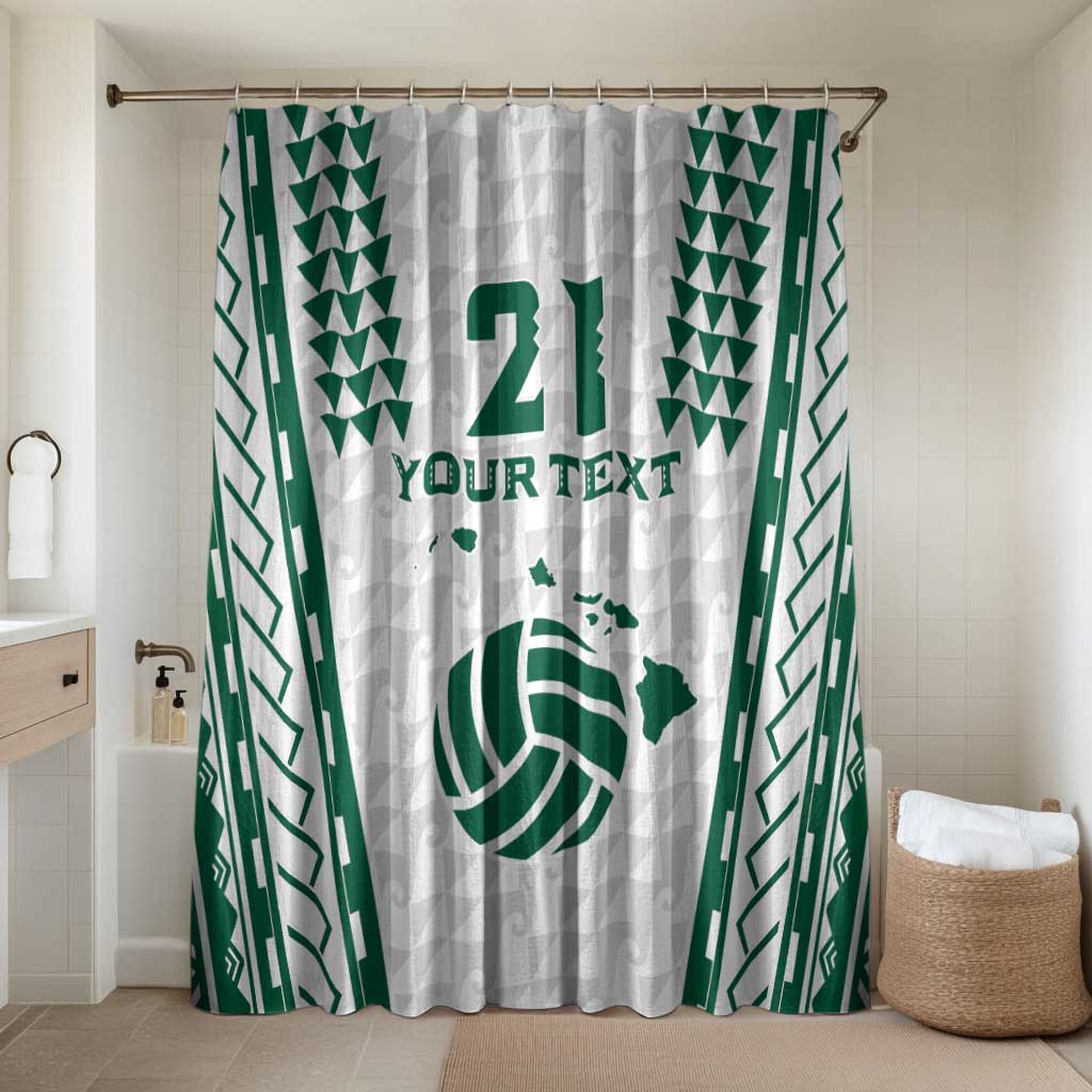 Polynesian Hawaii Volleyball Custom Bathroom Set White Kakau with Map Motif LT9 Shower Curtain Only White - Polynesian Pride