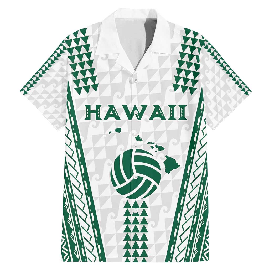 Polynesian Hawaii Volleyball Custom Family Matching Mermaid Dress and Hawaiian Shirt White Kakau with Map Motif LT9 Dad's Shirt - Short Sleeve White - Polynesian Pride