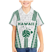 Polynesian Hawaii Volleyball Custom Family Matching Mermaid Dress and Hawaiian Shirt White Kakau with Map Motif LT9 Son's Shirt White - Polynesian Pride