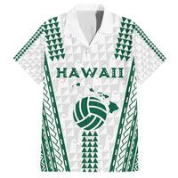 Polynesian Hawaii Volleyball Custom Family Matching Off The Shoulder Long Sleeve Dress and Hawaiian Shirt White Kakau with Map Motif LT9 Dad's Shirt - Short Sleeve White - Polynesian Pride