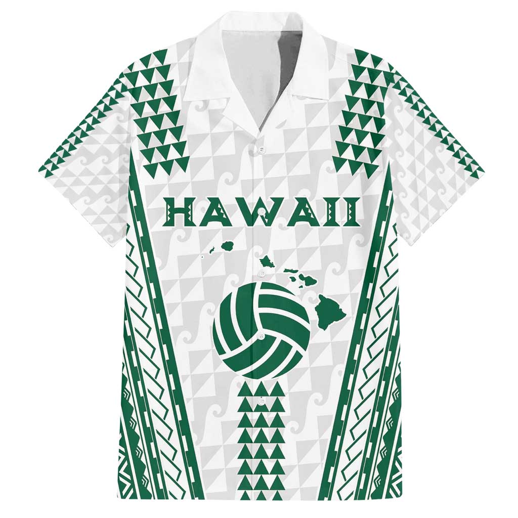 Polynesian Hawaii Volleyball Custom Family Matching Off Shoulder Maxi Dress and Hawaiian Shirt White Kakau with Map Motif LT9 Dad's Shirt - Short Sleeve White - Polynesian Pride