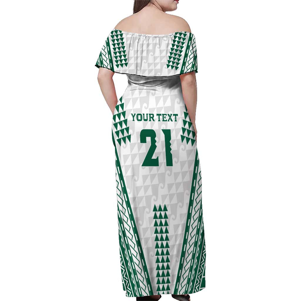 Polynesian Hawaii Volleyball Custom Family Matching Off Shoulder Maxi Dress and Hawaiian Shirt White Kakau with Map Motif LT9 - Polynesian Pride