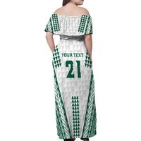 Polynesian Hawaii Volleyball Custom Family Matching Off Shoulder Maxi Dress and Hawaiian Shirt White Kakau with Map Motif LT9 - Polynesian Pride