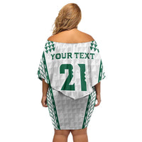 Polynesian Hawaii Volleyball Custom Family Matching Off Shoulder Short Dress and Hawaiian Shirt White Kakau with Map Motif LT9 - Polynesian Pride