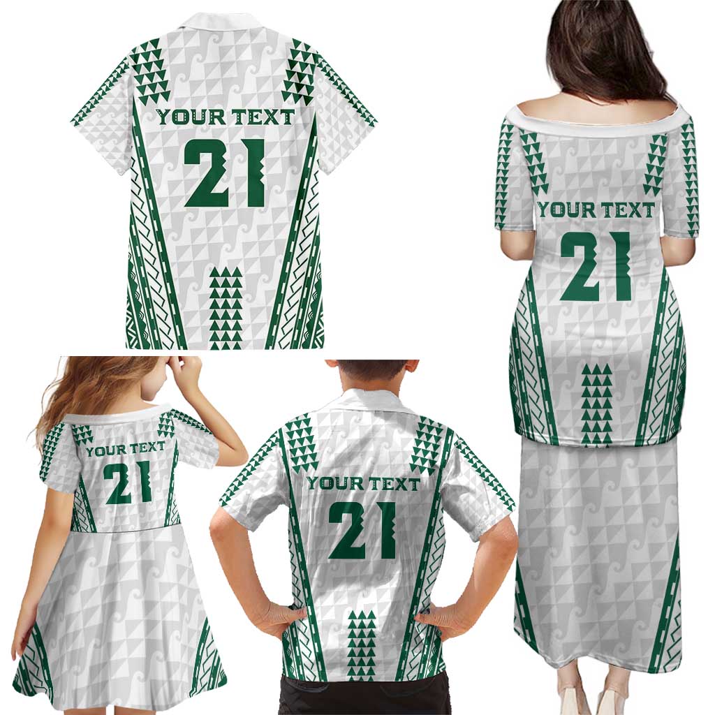 Polynesian Hawaii Volleyball Custom Family Matching Puletasi and Hawaiian Shirt White Kakau with Map Motif LT9 - Polynesian Pride