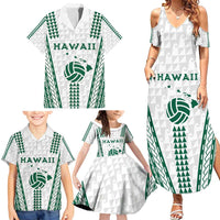 Polynesian Hawaii Volleyball Custom Family Matching Summer Maxi Dress and Hawaiian Shirt White Kakau with Map Motif LT9 - Polynesian Pride