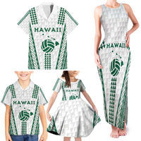 Polynesian Hawaii Volleyball Custom Family Matching Tank Maxi Dress and Hawaiian Shirt White Kakau with Map Motif LT9 - Polynesian Pride