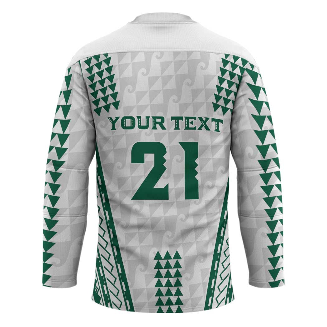 Polynesian Hawaii Volleyball Custom Hockey Jersey White Kakau with Map Motif - Polynesian Pride