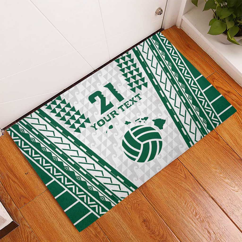 Polynesian Hawaii Volleyball Custom Rubber Doormat White Kakau with Map Motif LT9 - Polynesian Pride