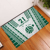 Polynesian Hawaii Volleyball Custom Rubber Doormat White Kakau with Map Motif LT9 - Polynesian Pride