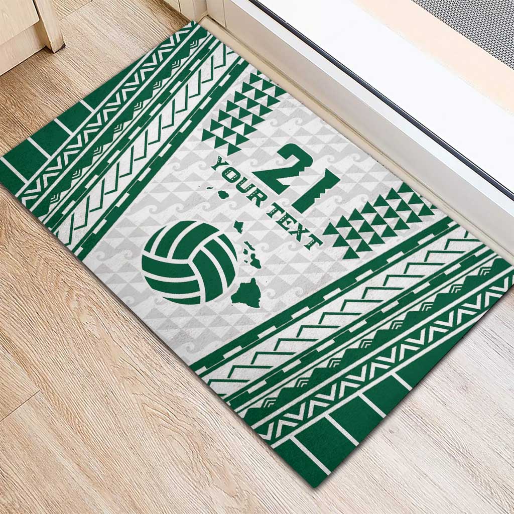 Polynesian Hawaii Volleyball Custom Rubber Doormat White Kakau with Map Motif LT9 - Polynesian Pride