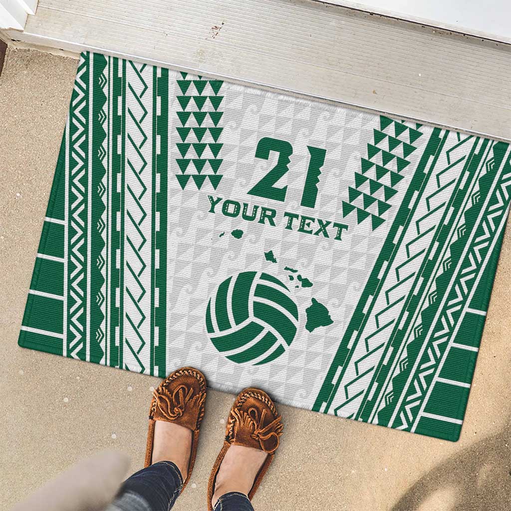 Polynesian Hawaii Volleyball Custom Rubber Doormat White Kakau with Map Motif LT9 - Polynesian Pride