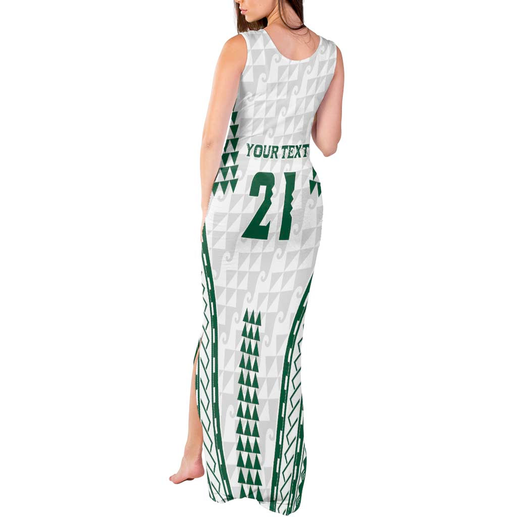 Polynesian Hawaii Volleyball Custom Tank Maxi Dress White Kakau with Map Motif