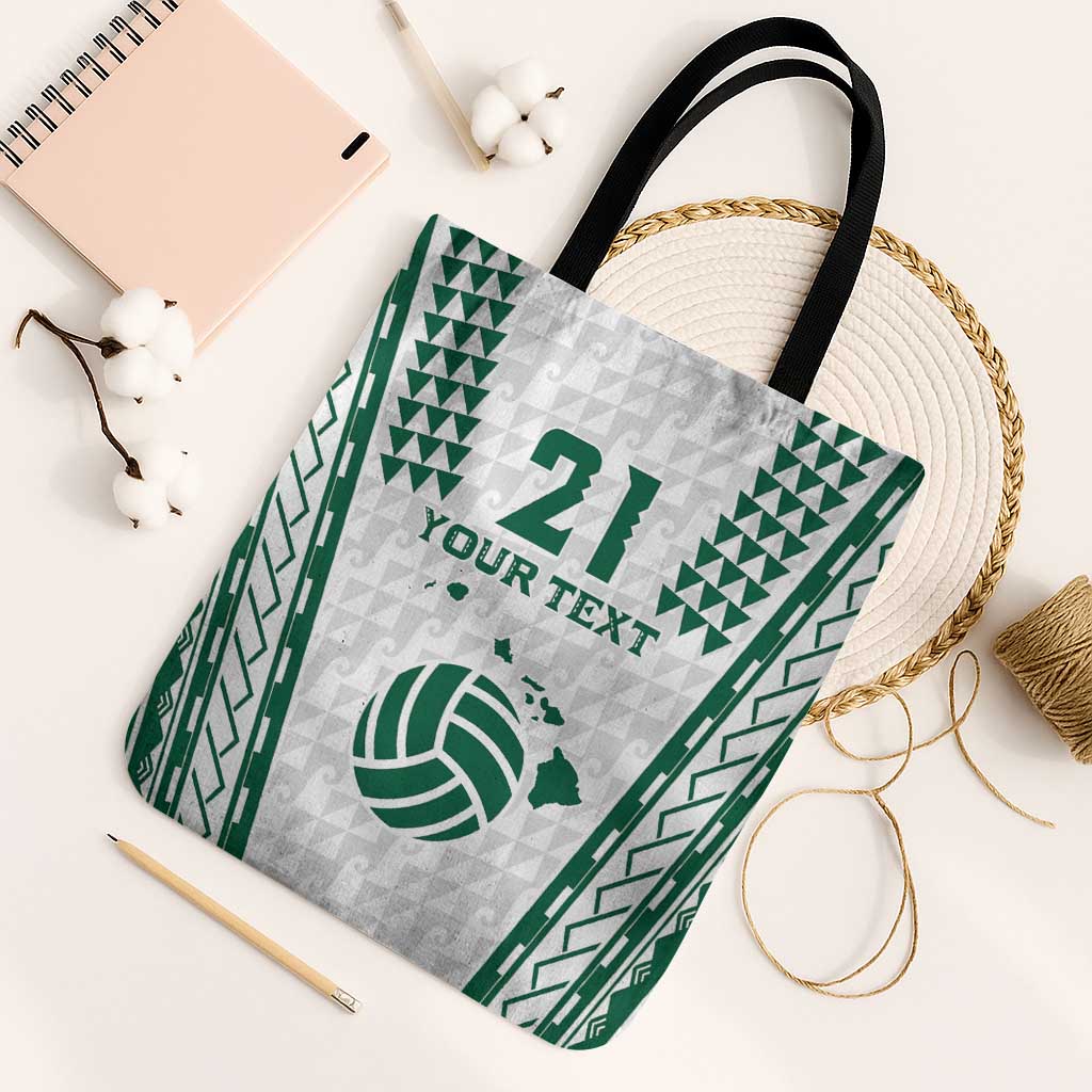 Polynesian Hawaii Volleyball Custom Tote Bag White Kakau with Map Motif - Polynesian Pride