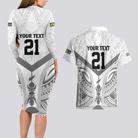 New Caledonia Football Custom Couples Matching Long Sleeve Bodycon Dress and Hawaiian Shirt Go Champions Les Cagous LT9 - Polynesian Pride