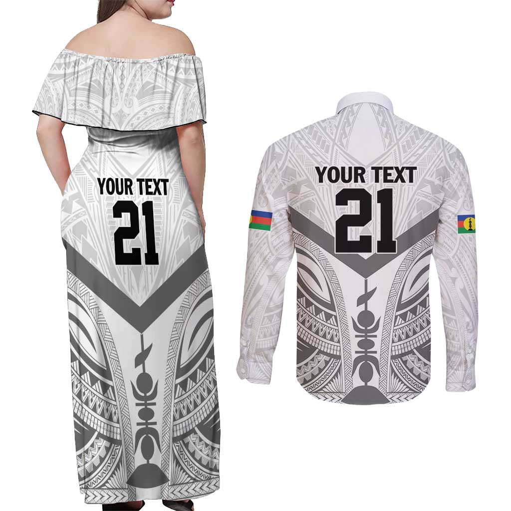 New Caledonia Football Custom Couples Matching Off Shoulder Maxi Dress and Long Sleeve Button Shirt Go Champions Les Cagous LT9 - Polynesian Pride