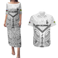 New Caledonia Football Custom Couples Matching Puletasi and Hawaiian Shirt Go Champions Les Cagous LT9 White - Polynesian Pride