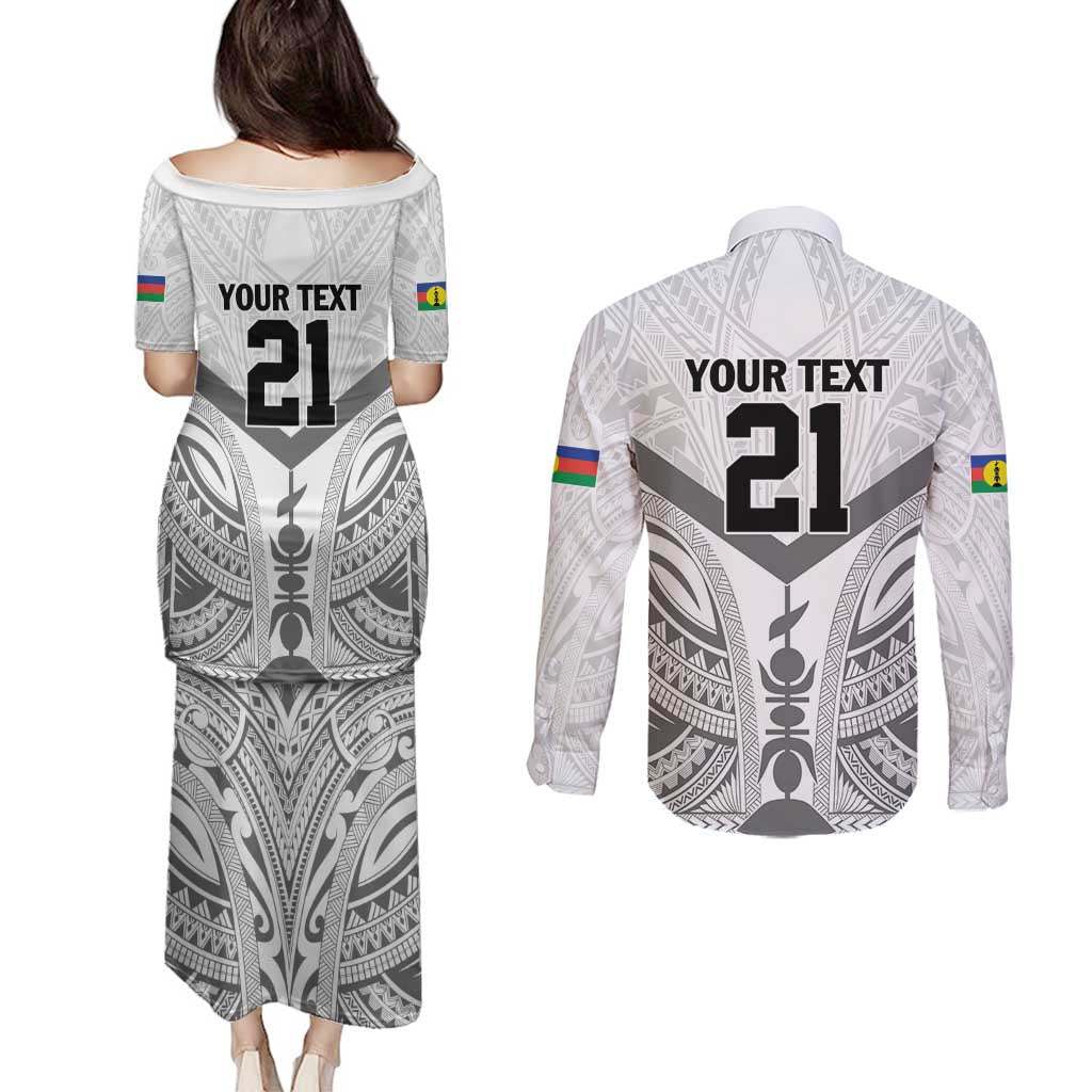 New Caledonia Football Custom Couples Matching Puletasi and Long Sleeve Button Shirt Go Champions Les Cagous LT9 - Polynesian Pride