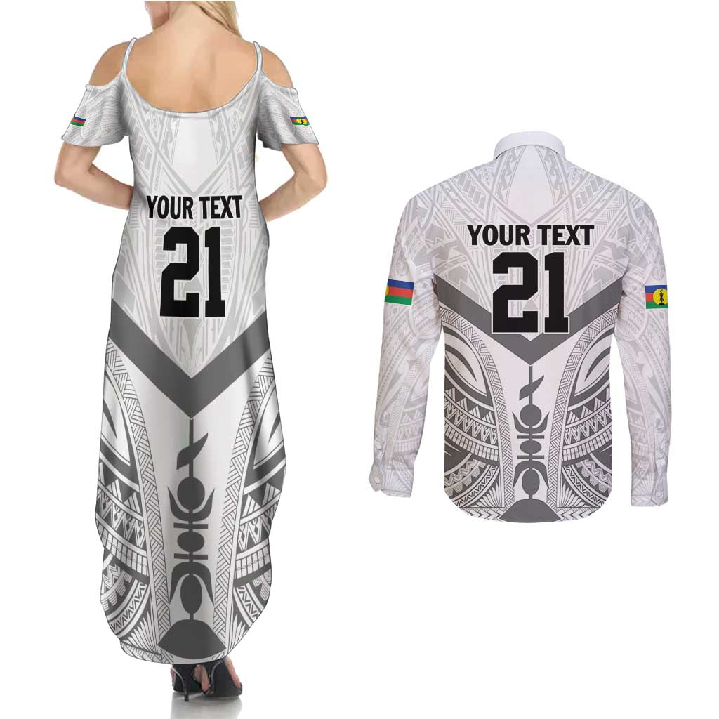 New Caledonia Football Custom Couples Matching Summer Maxi Dress and Long Sleeve Button Shirt Go Champions Les Cagous LT9 - Polynesian Pride