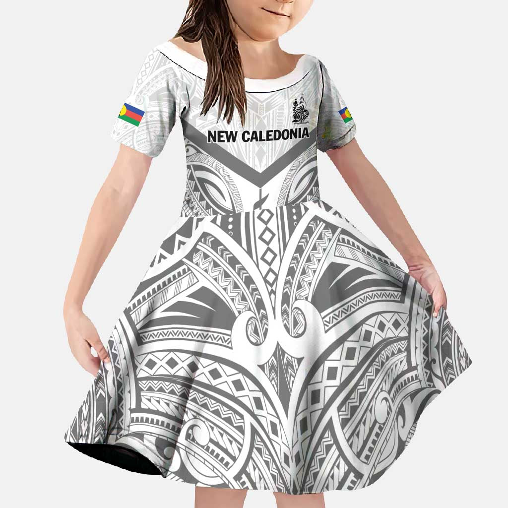 New Caledonia Football Custom Family Matching Long Sleeve Bodycon Dress and Hawaiian Shirt Go Champions Les Cagous LT9 Daughter's Dress White - Polynesian Pride
