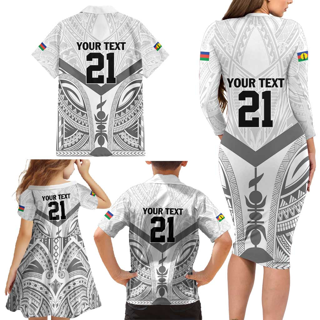 New Caledonia Football Custom Family Matching Long Sleeve Bodycon Dress and Hawaiian Shirt Go Champions Les Cagous LT9 - Polynesian Pride