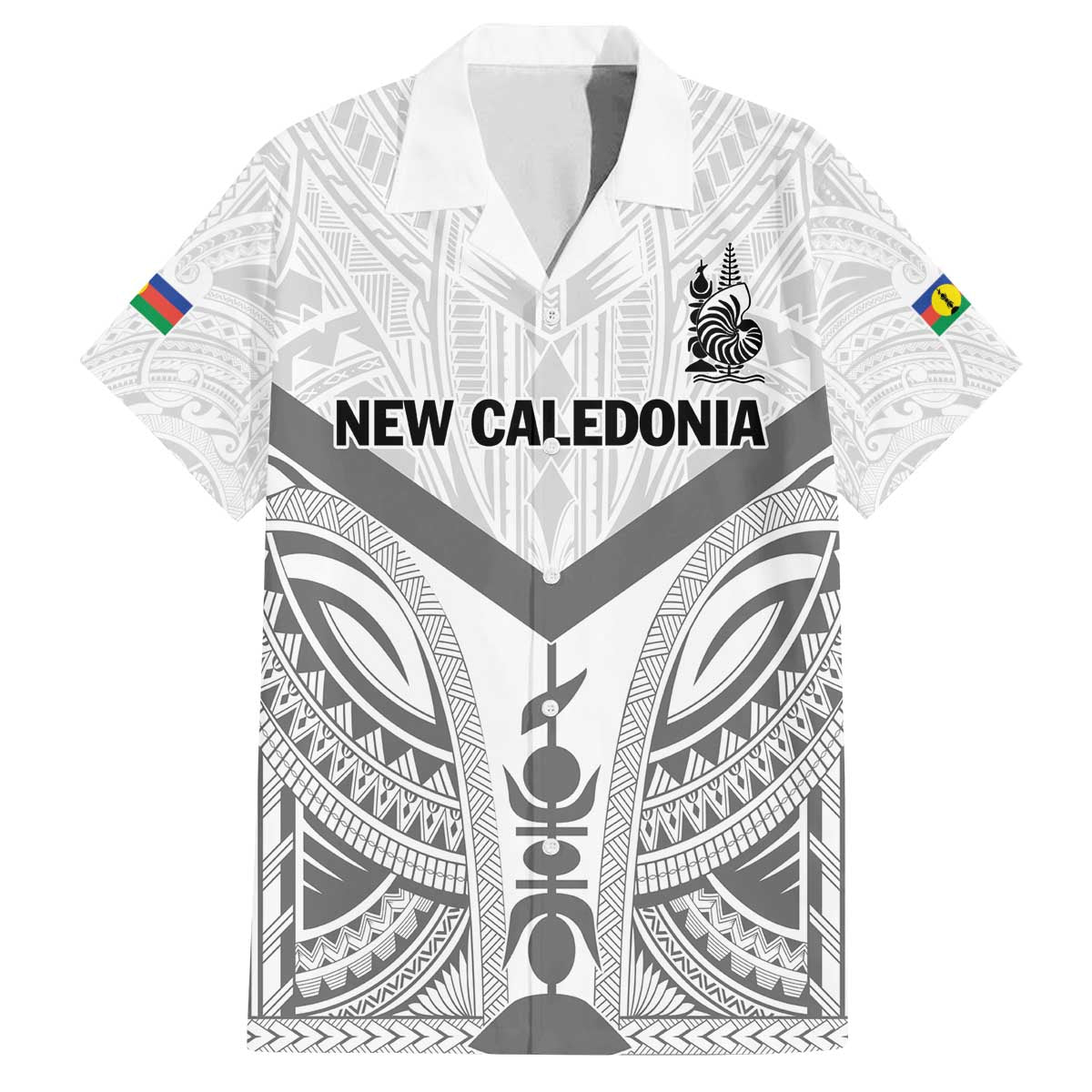 New Caledonia Football Custom Family Matching Off The Shoulder Long Sleeve Dress and Hawaiian Shirt Go Champions Les Cagous LT9 Dad's Shirt - Short Sleeve White - Polynesian Pride