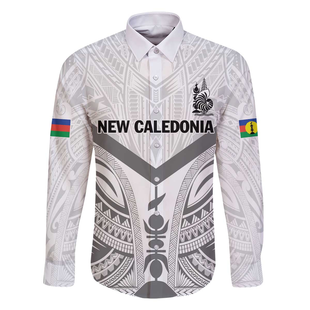 New Caledonia Football Custom Family Matching Off The Shoulder Long Sleeve Dress and Hawaiian Shirt Go Champions Les Cagous LT9 Dad's Shirt - Long Sleeve White - Polynesian Pride