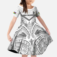 New Caledonia Football Custom Family Matching Off Shoulder Maxi Dress and Hawaiian Shirt Go Champions Les Cagous LT9 Daughter's Dress White - Polynesian Pride