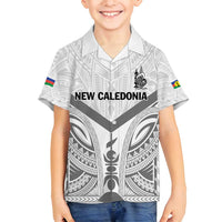 New Caledonia Football Custom Family Matching Off Shoulder Maxi Dress and Hawaiian Shirt Go Champions Les Cagous LT9 Son's Shirt White - Polynesian Pride