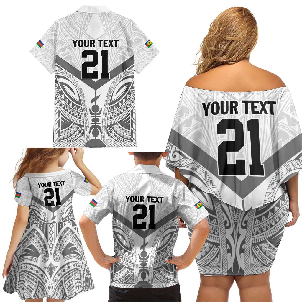 New Caledonia Football Custom Family Matching Off Shoulder Short Dress and Hawaiian Shirt Go Champions Les Cagous LT9 - Polynesian Pride