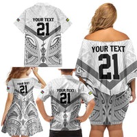 New Caledonia Football Custom Family Matching Off Shoulder Short Dress and Hawaiian Shirt Go Champions Les Cagous LT9 - Polynesian Pride