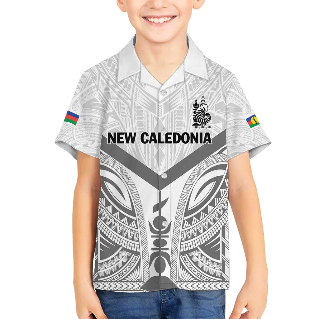 New Caledonia Football Custom Family Matching Off Shoulder Short Dress and Hawaiian Shirt Go Champions Les Cagous LT9 Son's Shirt White - Polynesian Pride
