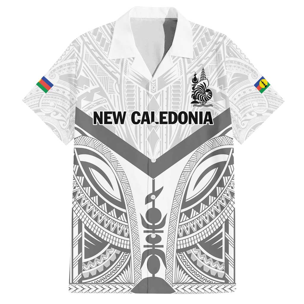 New Caledonia Football Custom Family Matching Puletasi and Hawaiian Shirt Go Champions Les Cagous LT9 Dad's Shirt - Short Sleeve White - Polynesian Pride