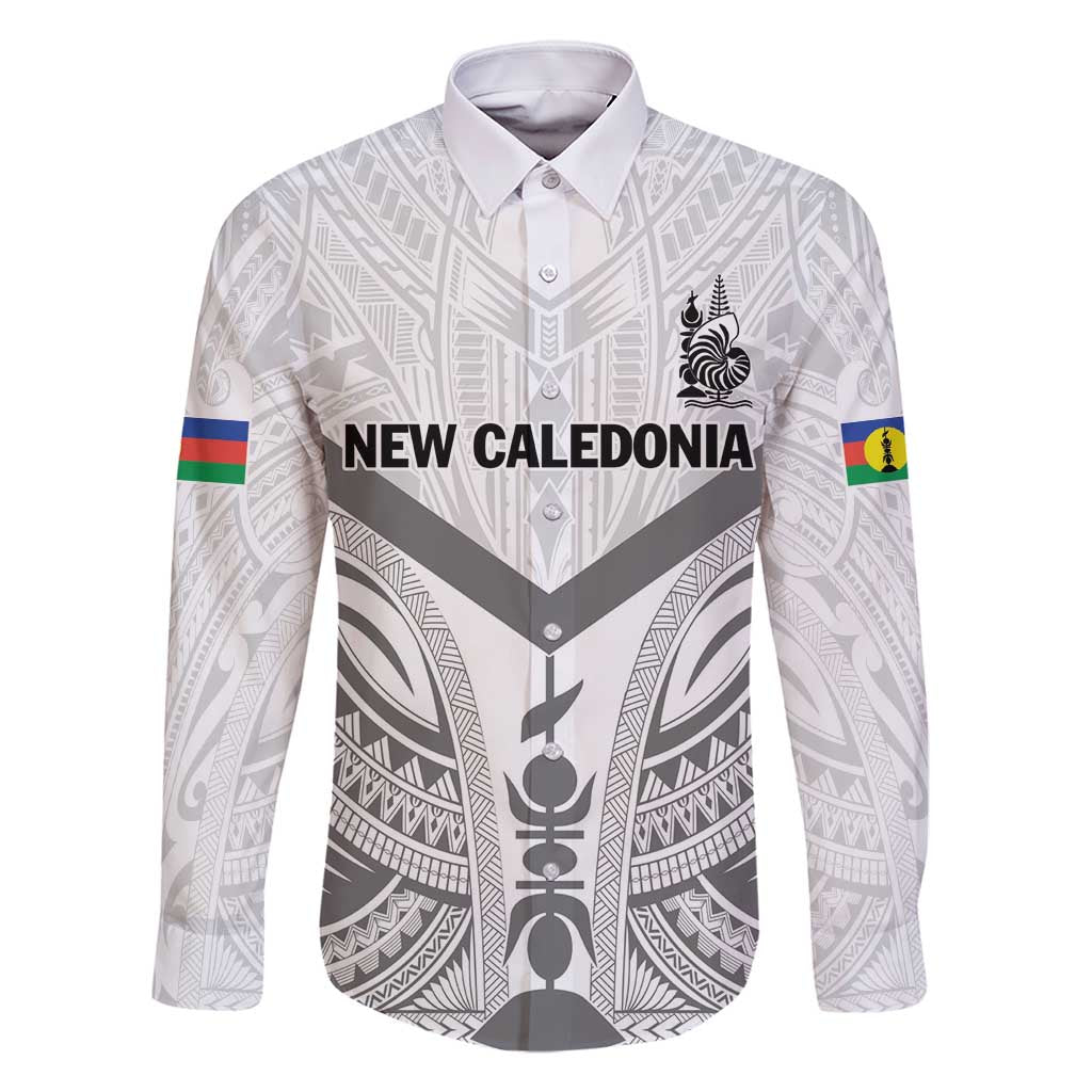 New Caledonia Football Custom Family Matching Summer Maxi Dress and Hawaiian Shirt Go Champions Les Cagous LT9 Dad's Shirt - Long Sleeve White - Polynesian Pride