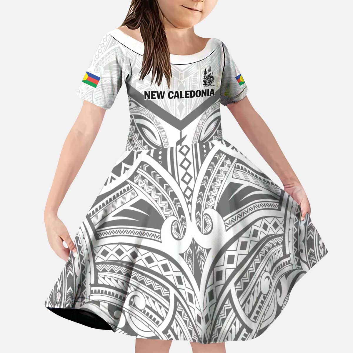 New Caledonia Football Custom Kid Short Sleeve Dress Go Champions Les Cagous LT9 KID White - Polynesian Pride