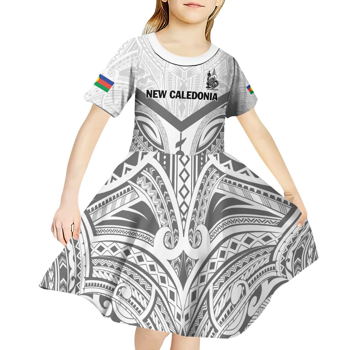 New Caledonia Football Custom Kid Short Sleeve Dress Go Champions Les Cagous LT9 - Polynesian Pride