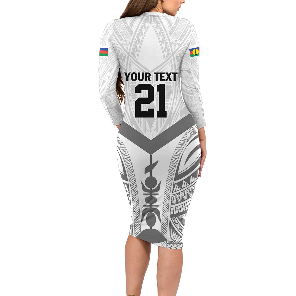 New Caledonia Football Custom Long Sleeve Bodycon Dress Go Champions Les Cagous LT9 - Polynesian Pride