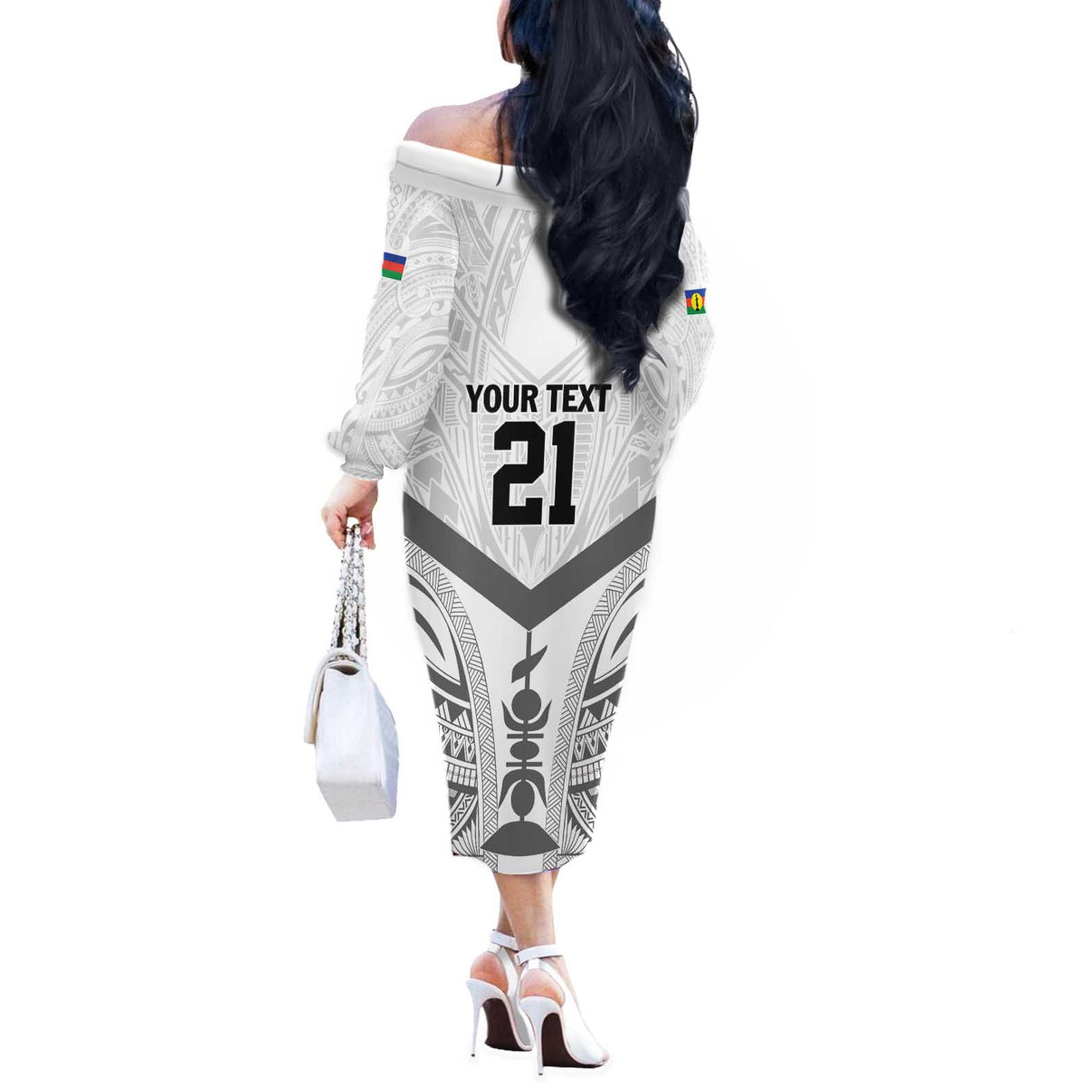 New Caledonia Football Custom Off The Shoulder Long Sleeve Dress Go Champions Les Cagous LT9 - Polynesian Pride