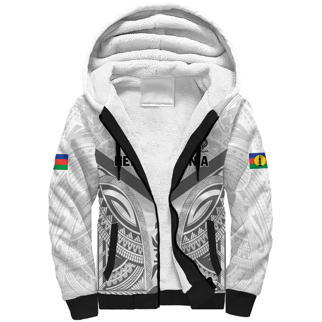 New Caledonia Football Custom Sherpa Hoodie Go Champions Les Cagous LT9 Unisex White - Polynesian Pride
